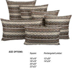 Kilim Throw Pillow Covers Khaki and Black - 14 x 24 Inches Decorative Lumbar Pillows, Retro Room Decor for Couch, Bohemian Outdoor Case for Farmhouse, Indian Cushions, Tribal Pattern