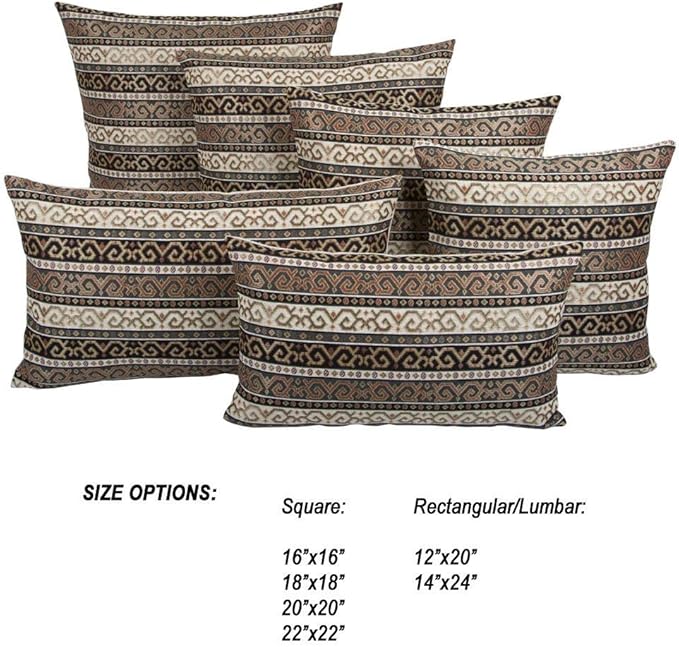 Throw Pillow Covers Kilim Khaki Green and Black - 18 x 18 Inches Decorative Pillows, Boho Room Decor for Couch, Bohemian Square Case for Farmhouse, Southwestern Shams, Aztec, Patio