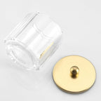Home Glass Cotton Jar Holder Matte Gold Lid, Elegant Bathroom Storage Canister for Qtips, Cotton Balls, Floss, Makeup Organizer, Vanity Bathroom Organization