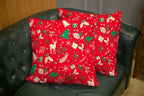 CAPSCEOLL 2PCS Red Soft Pillow Covers 18X18Inch Green Christmas Reindeer Branch Cute Deer Floral Foliage Pine Tree Snowflake Throw Pillow Covers for Bedroom Sofa Living Room Standard Pillow Covers