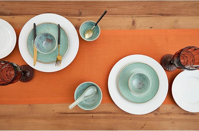 Solino Home Linen Pumpkin Table Runner 72 Inches Long - 100% Pure Linen 14 x 72 Inch Table Runner for Dining, Dresser, Fall, Autumn, Halloween, Thanksgiving, Holiday - Fete
