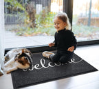 EARTHALL Door Mat 3-Pack Outside Inside Welcome Doormat 30"x17.5" Durable Floor Mat Non Slip Rug Ultra Absorb Mud Easy Clean Front Doormat for Garage, Entryway, Patio, High Traffic Areas, Black