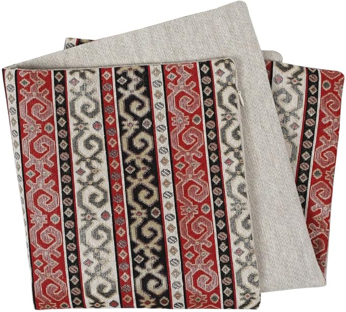 Tapestry Stylish Red-Black 20"x20" Pillow Cover Sham Slipcover Ethnic Kilim Aztec Pattern Throw Decorative for Home Decor, Sofa, Couch, Porch, Patio, Window Seat