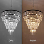 TOCHIC Large Crystal Chandelier for High Ceiling, 40 inch 7-Tier Modern Black Crystal Chandeliers Lighting Fixture, Round Light for Entryway Staircase Foyer Living Dining Room (Black, 40 Inches)