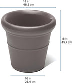 Step2 Claremont Tall Round Planter, Large Planters for Outdoor Plants, Gardening and Flower Pot for Patio or Porch, Efficient Drainage, Durable Plastic, Dark Cedar, 2-Pack