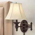 Barnes and Ivy Godia French Country Indoor Swing Arm Wall Lamp Bronze Plug-in Light Fixture Dimmable Beige Softback Bell Shade for Bedroom Bedside House Reading Living Room Home Hallway Dining