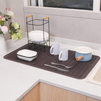 Silicone Dish Drying Mat for Multiple Usage,Easy clean,Eco-friendly,Heat-resistant Silicone Mat for Kitchen Counter or Sink,Refrigerator or Drawer Liner Coffee 4XL 32 inches x 18 inches