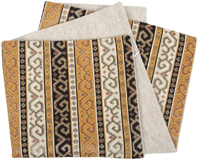 Large Throw Pillow Covers Mustard Yellow and Black Kilim - 22 x 22 Inches Decorative Pillows, Boho Room Decor for Couch, Bohemian Outdoor Case for Farmhouse, Ethnic, Tribal Cushions
