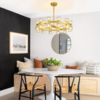 Modern 24" Gold Crystal Chandelier,K9 Crystal Round Chandeliers for Dining Room,Living Room Chandelier, Dining Room Chandeliers Over Table, Sutiable for Bedroom,Foyer,G4 Includes Bulbs