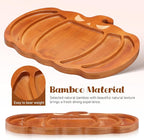 Ciieeo Halloween Pumpkin Charcuterie Board,14.9x11.4 Inches Pumpkin Shaped Serving Platter Sectional Bamboo Pumpkin Dish Plate for Fall Autumn Halloween Party,Thanksgiving Cheese Turkey Board