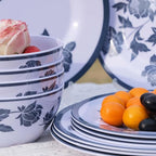 Melamine Dinnerware Set 12-Piece for 4 Dish Set Plates Bowls Unbreakable Dishware for Indoor Outdoor Use Lightweight Durable for Camping Picnics Parties Dark blue