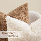 MIULEE Pack of 2 Throw Pillow Covers 18x18 Inch Brown Faux Fur Decorative Sherpa Pillow Covers Fuzzy Accent Soft Sheepskin Fleece Cushion Cases for Boho Home Decor Couch Living Room Bed