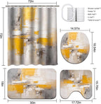 Lnond 4Pcs Bathroom Shower Curtain Sets with Rugs,Yellow Grey Ombre Bathroom Sets with Shower Curtain and Rugs and Accessories
