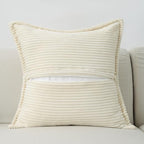 HAUSSY Beige Throw Pillow Covers 20x20 Inch Set of 2,Soft Solid Corduroy Striped/Wide Bordered,Square Decorative Cushion Case,Spring Home Decorations for Couch,Bed