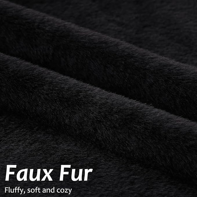 Pallene Faux Fur Plush Throw Pillow Covers 18x18 Set of 2, Luxury Soft Fluffy Cozy Decorative Pillow Covers for Sofa, Couch, Living Room, Black
