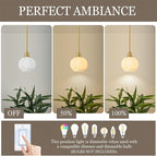 Milk Glass Pendant Lights Kitchen Island, 1-Light 7.1" Brushed Gold Modern Pendant Light Fixtures with Rods, Globe Hanging Lighting for Kitchen Sink Bathroom Dining Room, E26 Base
