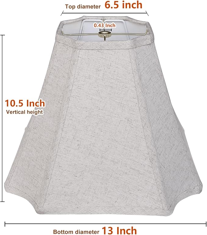 TOOTOO STAR Bell Lamp Shades, 6.5"x13"x10.5"(Spider) Rectangle Modern Lampshade for Table and Floor Lamps, Fabric Linen Hand Crafted, Assembly Required