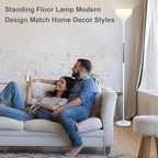 Floor Lamp, LED Standing Lamp 3 Way Dimmable Brightness Floor Lamp Rotary Switch Floor Lamps Modern Industrial Lamp with Shade, Tall Lamps for Living Room Bedroom Office Dining Room (White)