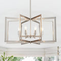 Brushed Nickel Chandelier 26 Inch Modern Geometric 8-Light Large Metal Dining Room Pendant Lighting Fixture for Kitchen Island Living Room Entryway Hallway Bedroom
