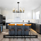 Farmhouse Chandeliers for Dining Room Black Chandelier 6 Light Dining Room Light Fixture with Clear Glass Shades Gold Pendant Lights for Kitchen Island Living Room Entryway Staircase