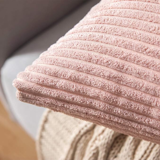 MIULEE Winter Pack of 2 Pillow Covers Soft Soild Decorative Throw Pillow Covers Set Cushion Cases Pillowcases for Sofa Bedroom Car 12 x 20 Inch 30 x 50 Cm Pink