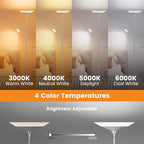Sliver Gray Torchiere Floor Lamp with Reading Light, 4 Color Temperatures, Dimmable & Individual Light Control Standing Lamp, 34W Bright Tall Lamp with Remote for Living Room Bedroom Office