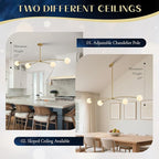 Modern Gold Sputnik Chandelier L51” Mid Century 4 Lights Milk Glass Globe Ceiling Pendant Light Fixture Contemporary for Kitchen Island Dining Room Bar Bedroom Home Office