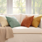 MIULEE Boho Farmhouse Throw Pillow Covers 24x24 Inch Set of 4 Summer Modern Natural Decorative Cushion Covers Soft Corduroy Home Decor for Couch Bed Sofa Living Room Orange Teal Gradient Series