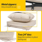 AAAAAcessories Outdoor Deep Seat Cushions, Waterproof, Fade-Resistant Patio Furniture Replacement Cushions, 24" x 24" x 5", Set of 4, Khaki Beige