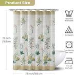Fabric Shower Curtain, Country Vintage Floral Shower Curtain, Gold and Green Flower Shower Curtains for Bathroom, Waterproof Bathroom Curtains, 72" W x 72" H