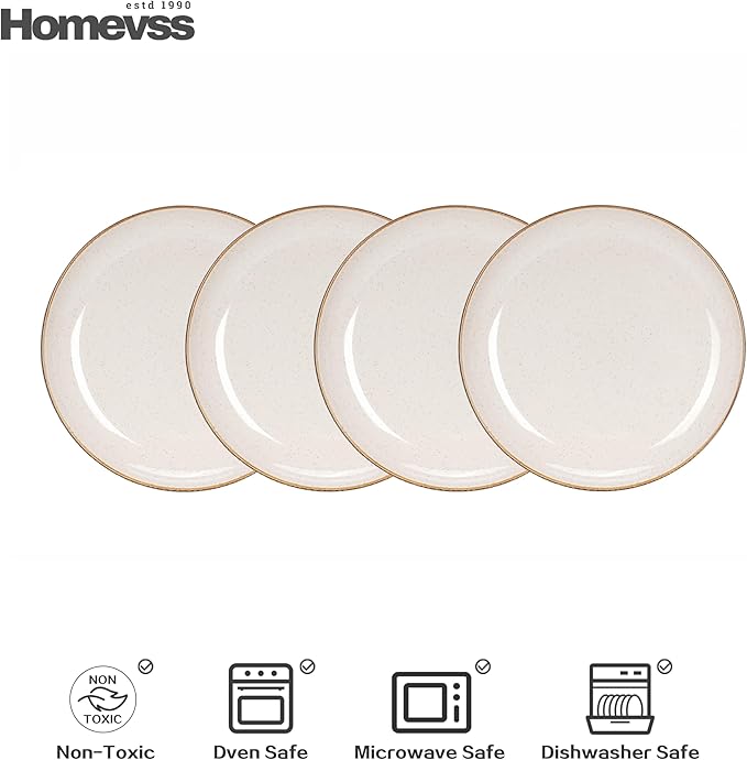 Eur-Nordic Shape Raising Rim 20pc Dinnerware Set, Shiny Glaze Peach with Speckle Effect