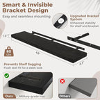 Floating Shelves for Wall with Invisible Brackets, Wall Mounted Engineered Wood Shelves with Wood Grain for Living Room, Bedroom, Bathroom, Kitchen Decor and Storage, Oak, 48"L Set of 2, Black