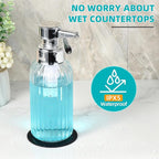 Automatic Foaming Soap Dispenser, 17oz Clear Glass Hand Soap Dispenser with ABS Touch Sensor Pump Battery Operated, Dish/Hand Soap Refillable for Bathroom Kitchen (Silver)