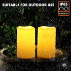 NURADA Large Outdoor Solar Powered Candles - Flameless Pillar Waterproof Rechargeable Candle Set, White Resin, LED Light, Rechargeable Solar Battery Included, Waterproof for Patio Decor 3.25" x 6"