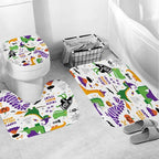Kids Halloween Dinosaur Bathroom Decor Set with Cute Shower Curtain and Rugs, 4-Piece Cartoon Bath Set with Toilet Lid Cover, Waterproof Curtain with Hooks and Non-Slip Mats