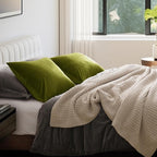 PHF Super Soft Velvet Pillowcases King Size, No Insert, 2 Pack Luxury Cozy Warm Pillow Shams Covers with Envelope Closure, 20" X 36" Cozy Fuzzy Flannel Pillow Case, Olive Green