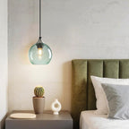 Light Green Glass Pendant Lights Kitchen Island Globe Pendant Light Fixtures Modern Pendant Lighting for Bedroom Living Dining Room Light Fixture (5.9 in, 2 Pack)