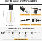 litogo 30FT LED Outdoor String Lights with Dimmer, Waterproof Patio Lights with ST38 Shatterproof Vintage Edison Bulbs, Warm White Outside Hanging Light with Timer for Yard Gazebo Party