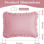KKJIAF Ruffle Pillow Cases Standard Size Set of 2, Ruffled Pillow Covers with Envelope Closure, Wrinkle Resistant Pillowcases 20" x 26", Ruffled Pillow Shams, Light Pink
