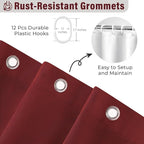 Seasonwood Burgundy Shower Curtain with Nature Buttons Ruffle Shower Curtains Farmhouse Shower Curtain for Bathroom 72" W x 72" L,Burgundy/Red