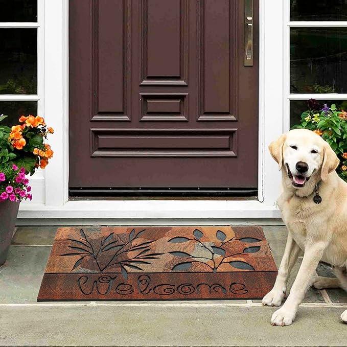 CHICHIC Door Mat Welcome Mat 18x 30 Inch Front Door Mat Outdoors for Home Entrance Outdoors Mat for Outside Entry Way Doormat Entry Rugs, Heavy Duty Non Slip Rubber Back Low Profile, Fall Leaves