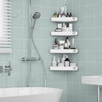 Sotfamily Shower Caddy Corner, 4 Pack Adhesive Corner Shower Shelves for Bathroom Organizers and Storage, Rust Free Plastic Rack for Bathroom Accessories & Decor, White