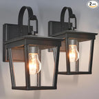 ALVIME Outdoor Wall Light Fixtures, Waterproof Outdoor Sconce Lights, Exterior Wall Lanterns, Porch Outside Lighting for Entryway, Backyard, Patio, Garage, Clear Seeded Glass Black 2 Pack