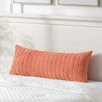 Fancy Homi Coral Long Body Lumbar Lumbar Decorative Throw Pillow Covers 20x54 Inch for Bed Couch Bedroom Bench, Soft Corduroy Rectangle Solid Pillow Case, Rustic Farmhouse Boho Room Decor