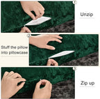 PHF Truly Velvet Zippered Body Pillowcase, No Insert, 1 Pack Ultra Soft Breathable Pillow Sham Cover with Zipper, 20"X 54" Long Luxury Cozy Warm Fuzzy Flannel, Emerald Green