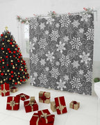 Vandarllin Christmas Shower Curtain, Grey White Snowflakes Pattern Shower Curtains Set with Hooks, Winter Waterproof Fabric Bathroom Curtains Decor Home Accessories,Stall 48 X 72 Inch