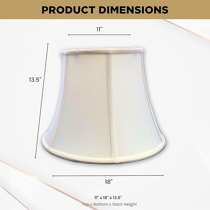 Royal Designs, Inc. BSO-708-18LNEG-2 Modified Bell Basic Lamp Shade, 11 x 18 x 13.5, Linen Eggshell, 2-Pack