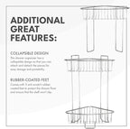ToiletTree Products Stainless Steel Floor Shower Caddy - Corner Caddy Shelf for Bathroom and Bath Storage - Rust-Proof Caddy for Shampoo, Soap, and More