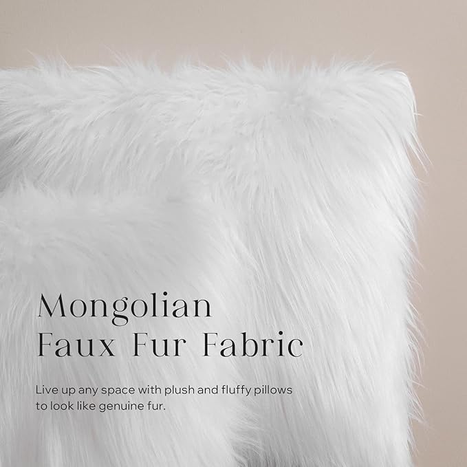 Phantoscope Pack of 2 Faux Fur Solid Throw Decorative Pillow Cover Cushion Covers Luxury Soft Decorative Pillowcase Fuzzy Pillow Covers for Bed/Couch,White 20 x 20 Inches