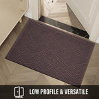 Sturdy Front Door Mat, Absorbent Muddy Dirt Resist Welcome Door Mats Outdoor Indoor, Stain and Fade Resistant, Non-Slip Rubber Backing Low Profile Doormat for Entryway, 36×24, Coffee